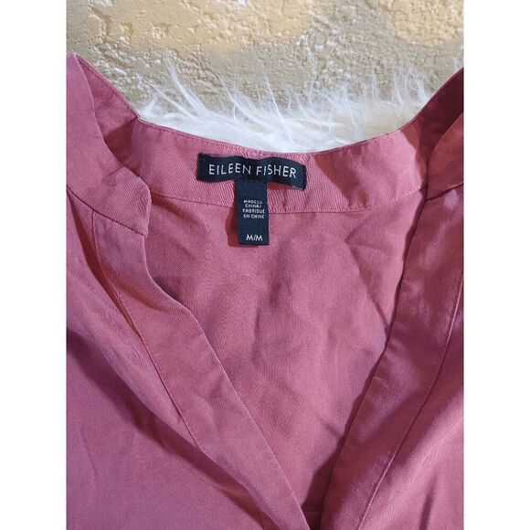 EUC Size Med Sandwashed Tencel Button Down Collarless Top from Eileen Fisher - Picture 4 of 4